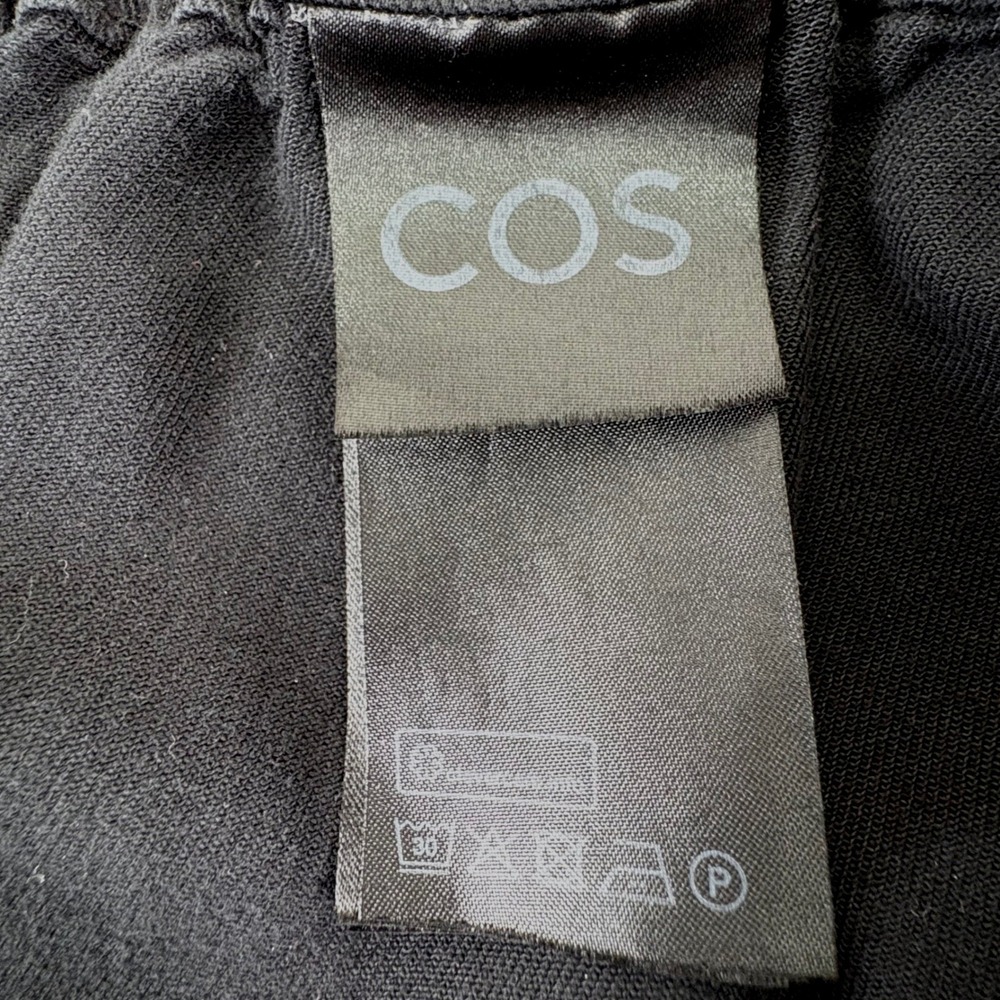 COS Black Wide Leg Cropped Pants Elastic Waist Lagenlook Lyocell Cotton‎ Size L - Picture 5 of 13